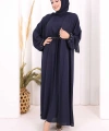 Bel Bilek Kısımları Taşlı Elbiseli Abaya Takım 8490 Lacivert