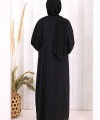 Bel Bilek Kısımları Taşlı Elbiseli Abaya Takım 8490 Siyah