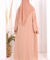 Bel Bilek Kısımları Taşlı Elbiseli Abaya Takım 8490 Somon