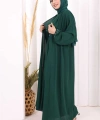 Bel Bilek Kısımları Taşlı Elbiseli Abaya Takım 8490 Zümrüt