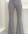 Bel Fermuarlı İspanyolpaça Pantolon 0231 Gri