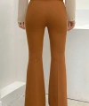 Bel Fermuarlı İspanyolpaça Pantolon 0231 Koyu Taba