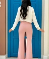 Bel Fermuarlı İspanyolpaça Pantolon 0231 Pudra