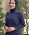 Bel Kuşaklı Kol Fermuar Detaylı Elbise 6041 Lacivert