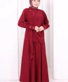 Belden Bağlamalı Bluz Etek Takım 8703 Bordo