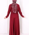 Belden Bağlamalı Bluz Etek Takım 8703 Bordo