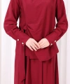 Belden Bağlamalı Bluz Etek Takım 8703 Bordo