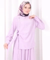 Belden Bağlamalı Bluz Etek Takım 8703 Lila