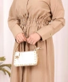 Belden Lastikli Boydan Düğmeli Elbise 6062 Camel