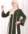 Biyeli Fermuarlı Ferace 7050-1 Haki