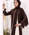 Biyeli Fermuarlı Ferace 7050-1 Kahverengi