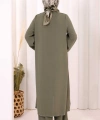 Biyeli Uzun Tunik Pantolon Takım 8005 Haki
