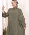 Biyeli Uzun Tunik Pantolon Takım 8005 Haki