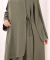 Biyeli Uzun Tunik Pantolon Takım 8005 Haki