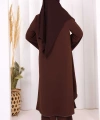 Biyeli Uzun Tunik Pantolon Takım 8005 Kahverengi