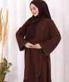 Biyeli Uzun Tunik Pantolon Takım 8005 Kahverengi