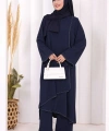 Biyeli Uzun Tunik Pantolon Takım 8005 Lacivert