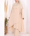 Biyeli Uzun Tunik Pantolon Takım 8005 Taş