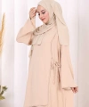Biyeli Uzun Tunik Pantolon Takım 8005 Taş