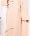 Biyeli Uzun Tunik Pantolon Takım 8005 Taş
