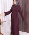 Boncuk İşlemeli Tam Boy Ferace 7894 Bordo