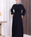 Boydan Düğmeli Ferace 6056 Lacivert