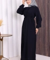 Boydan Düğmeli Ferace 6056 Lacivert