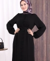 Boydan Düğmeli Ferace 6056 Siyah