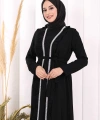 Boydan Fırfırlı Yelekli Elbise Takım 8489 Siyah
