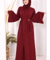 Broş Detaylı Tulumlu Takım 8016 Bordo