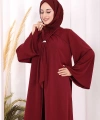 Broş Detaylı Tulumlu Takım 8016 Bordo