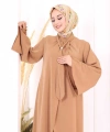 Broş Detaylı Tulumlu Takım 8016 Taba