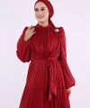 Broş Detaylı Valentino Abiye 7141 Bordo