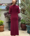 Büzgü Detaylı Sandy Elbise 3970 Bordo
