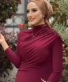 Büzgü Detaylı Sandy Elbise 3970 Bordo