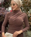 Büzgü Detaylı Sandy Elbise 3970 Kahverengi