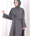Çapraz Bağlamalı İpli Elbise 6083 Antrasit