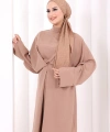 Çapraz Bağlamalı İpli Elbise 6083 Somon