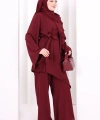 Çapraz Tunik Üçlü Takım 8037 Bordo