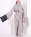 Çapraz Tunik Üçlü Takım 8037 Gri