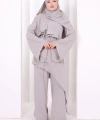 Çapraz Tunik Üçlü Takım 8037 Gri