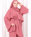 Çapraz Tunik Üçlü Takım 8037 Gül Kurusu