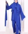 Çapraz Tunik Üçlü Takım 8037 Saks