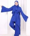Çapraz Tunik Üçlü Takım 8037 Saks