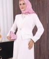 Ceket Görünümlü Eteği Piliseli Elbise 3700 Ekru