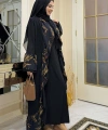 Çiçek Desenli Fırfırlı Abaya 7908 Siyah