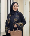 Çiçek Desenli Fırfırlı Abaya 7908 Siyah