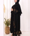 Çiçek Desenli Fırfırlı Abaya 7908 Siyah