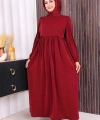 Çift Katlı Bağlama Detay Elbise 6003 Bordo