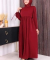 Çift Katlı Bağlama Detay Elbise 6003 Bordo